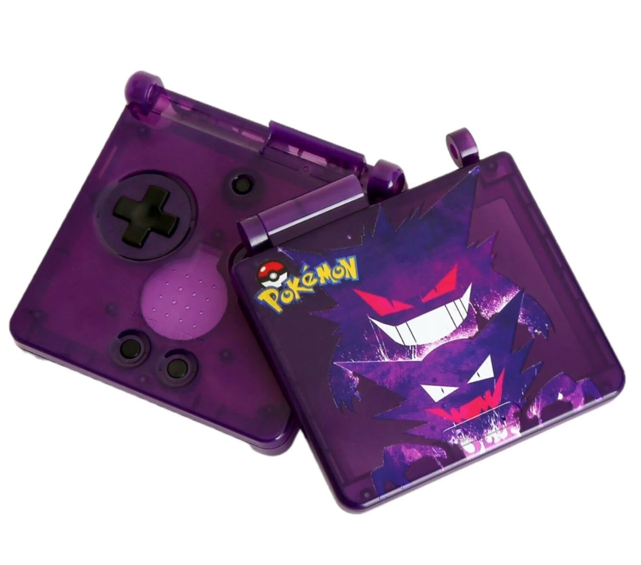 PREMIUM Game Boy Advance SP-Carcasa y caja personalizada, pantalla IPS retroiluminada-Gengar