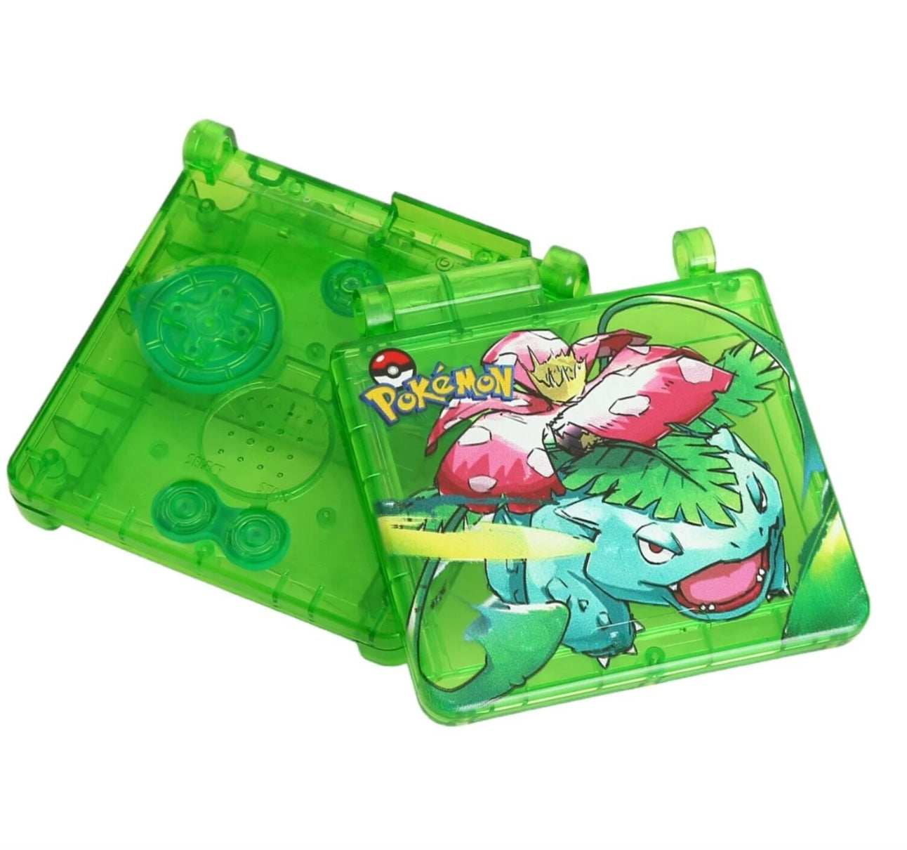 Game Boy Advance SP – Benutzerdefiniertes Gehäuse und Box, hintergrundbeleuchteter IPS-Bildschirm – Venasaur