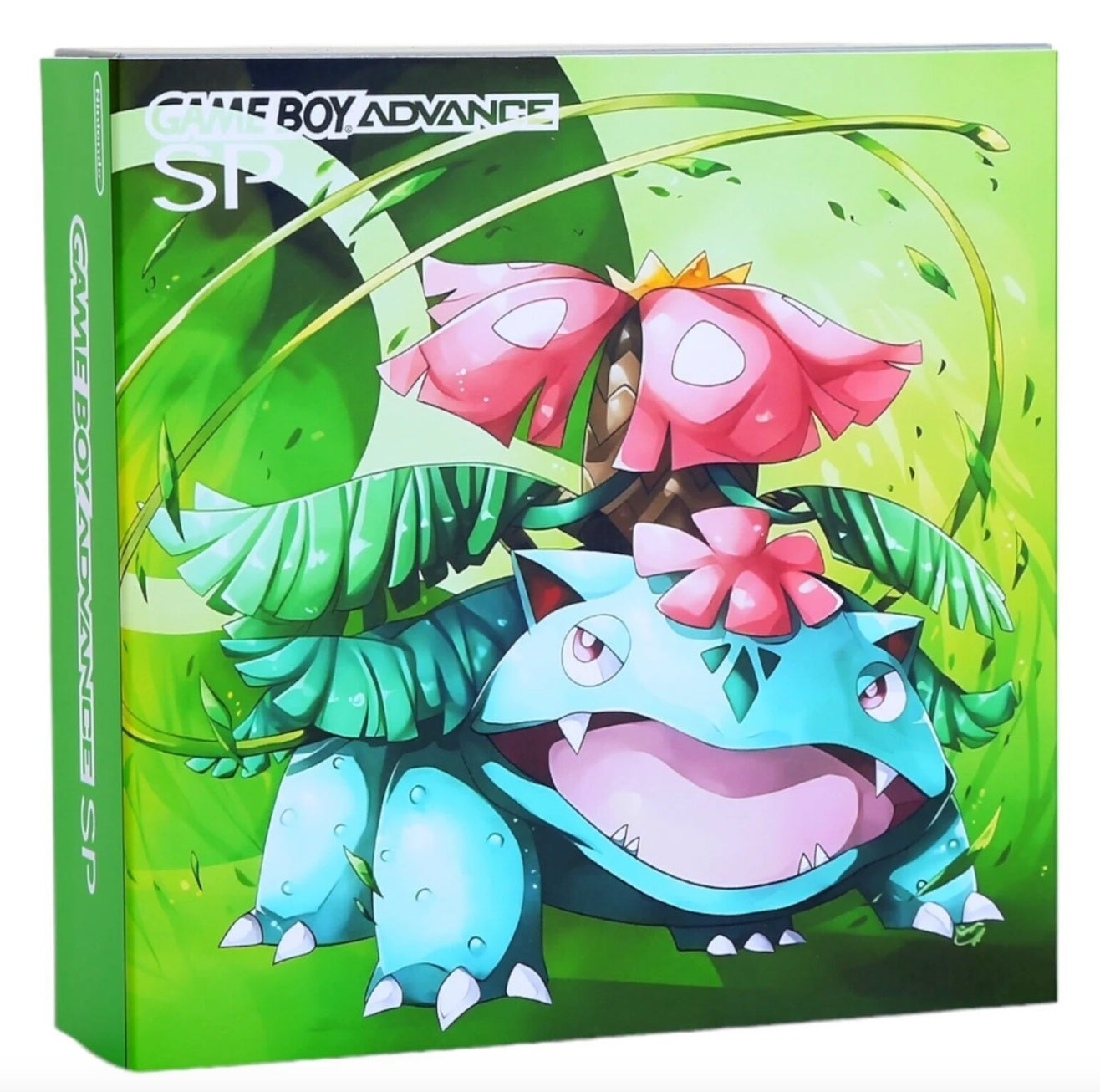 Game Boy Advance SP – Benutzerdefiniertes Gehäuse und Box, hintergrundbeleuchteter IPS-Bildschirm – Venasaur