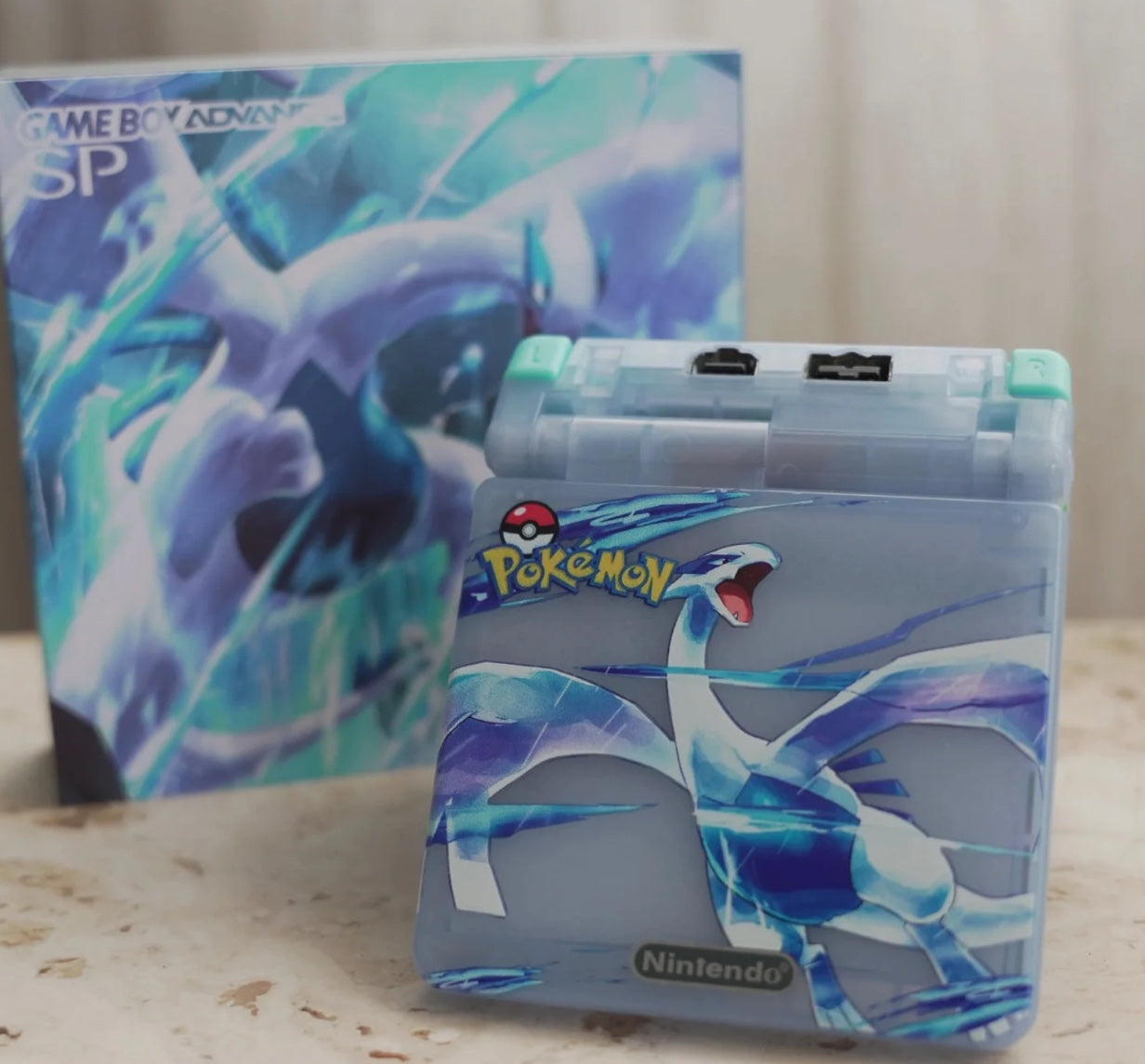 Lugia Shell gbasp exclusivo para LCD kit para Gameboy avanzada SP retroiluminación LCD