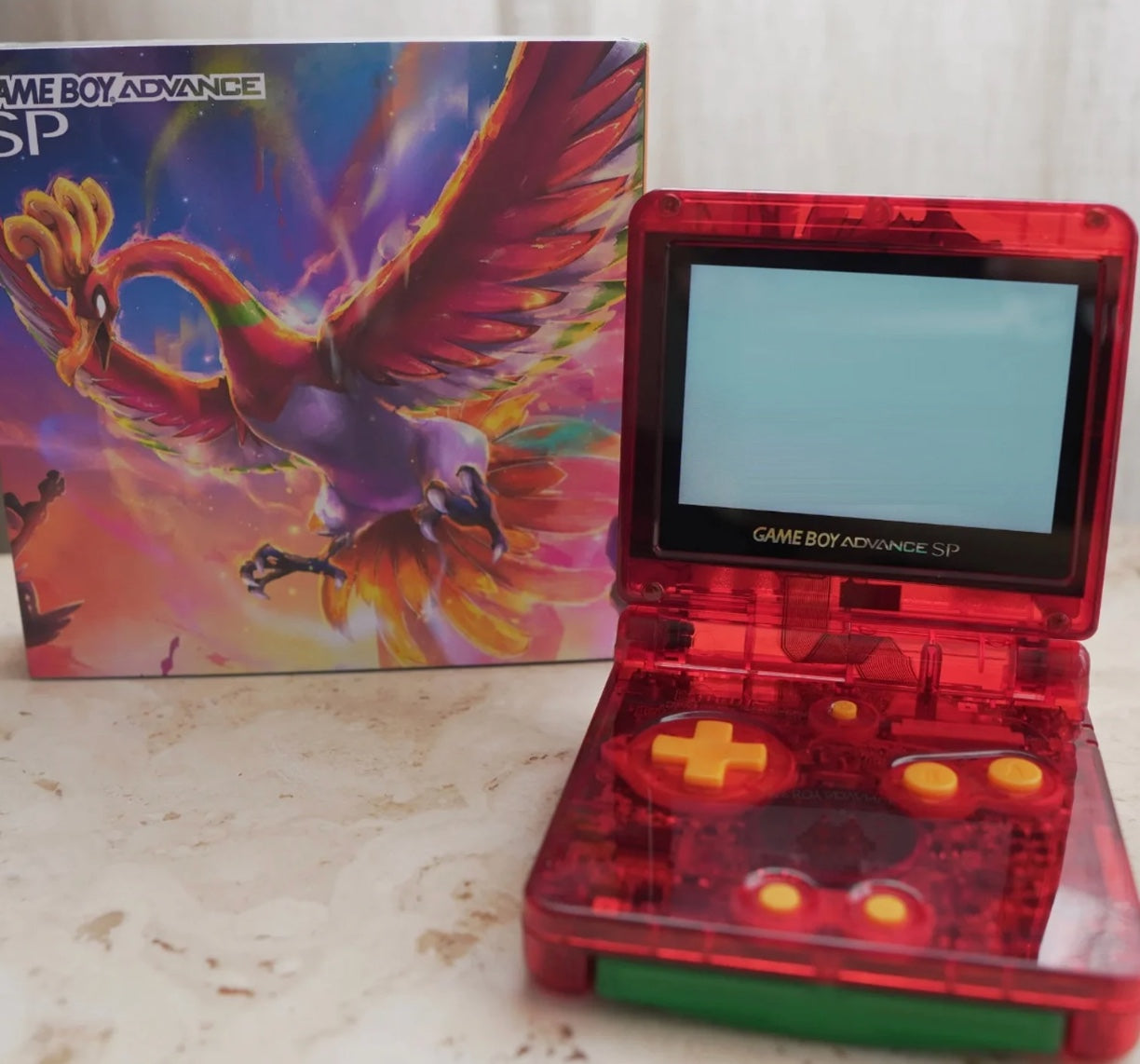 Ho-oh Themed gba shell GBASP exclusive uv kit screen LCD kit for Gameboy advanced sp backlight LCD