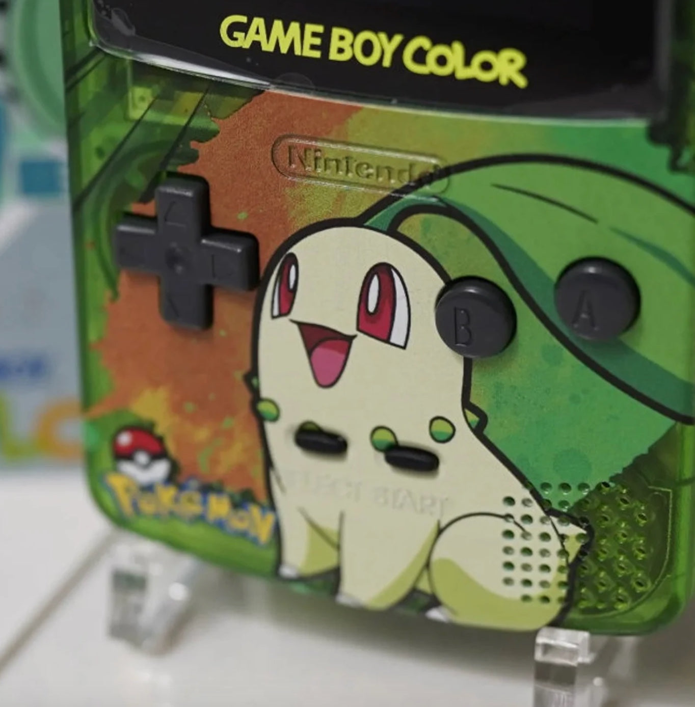 Nintendo Gameboy Color Chikorita, ChikoritaCustom Shell, Case Kit of Game Boy Color Laminated LCD Custom Print Case